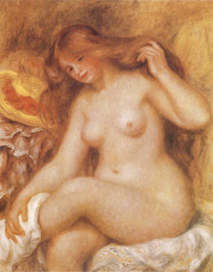 Pierre-Auguste Renoir Bather with Long Blonde